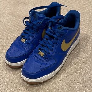 Nike ID Air Force 1 Royal and Gold Men's Sneakers 9.5
